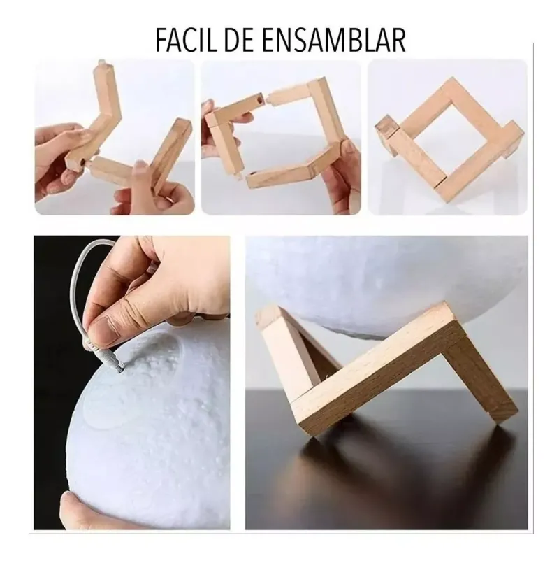 Comprar Lampara Luna 3d Con Humidificador en Electroshopy - Ángulo 3